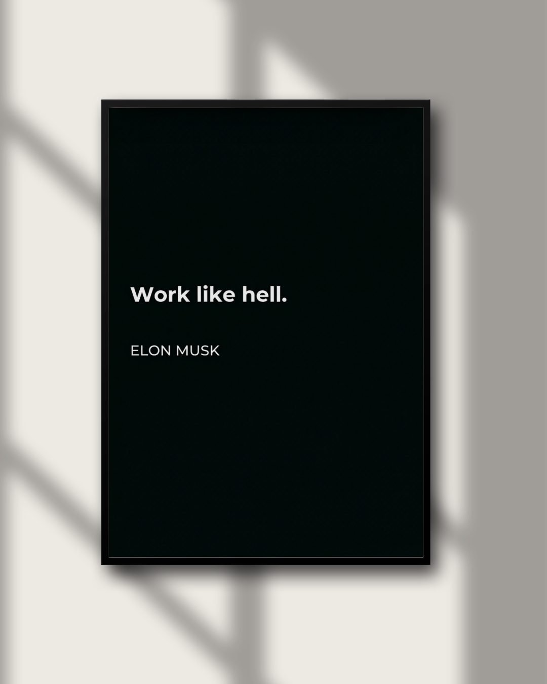 Elon Musk Work Like Hell Poster | Minimalist Office Wall Art
