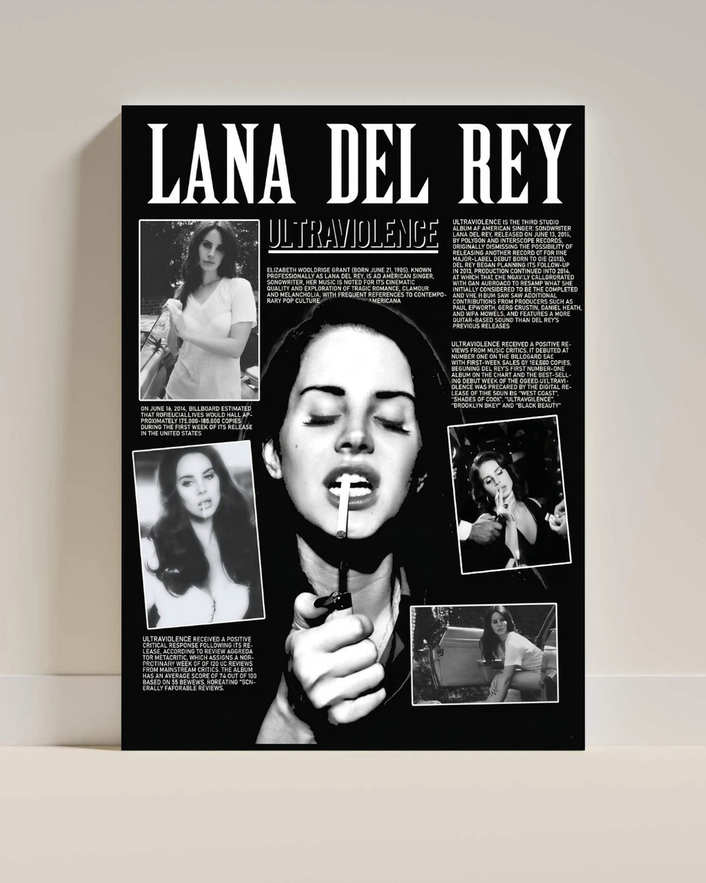 Lana Del Rey Ultraviolence Poster | Vintage Zine Music Wall Art