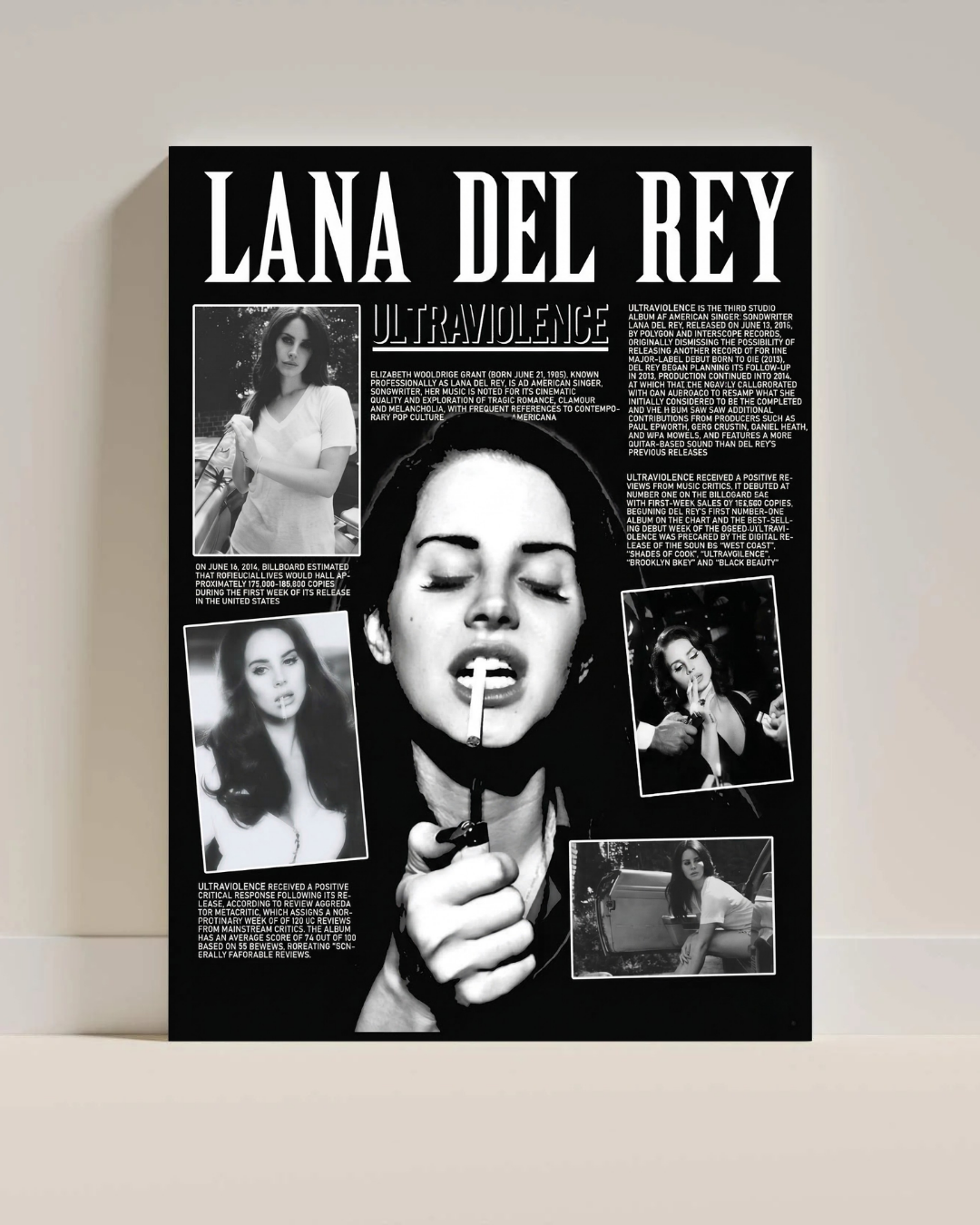 Lana Del Rey Ultraviolence Poster | Vintage Zine Music Wall Art