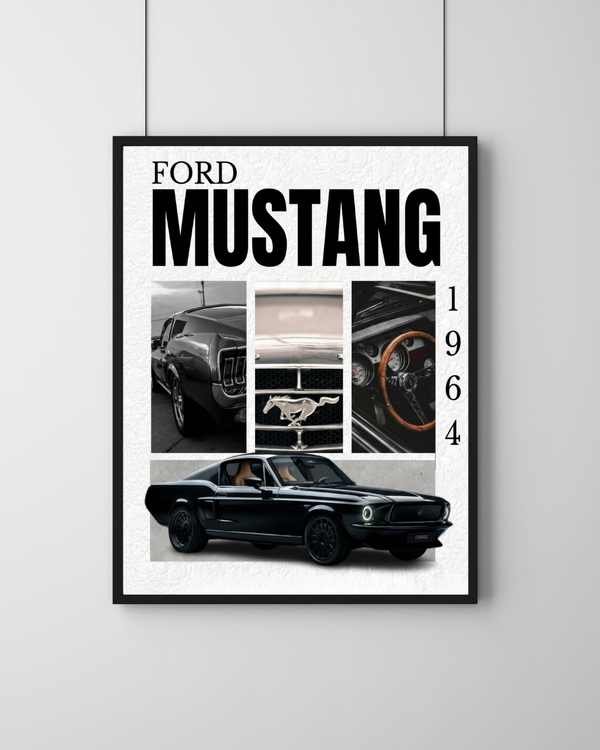 Ford Mustang 1964 Classic Poster | Muscle Car Wall Art | Room Decor