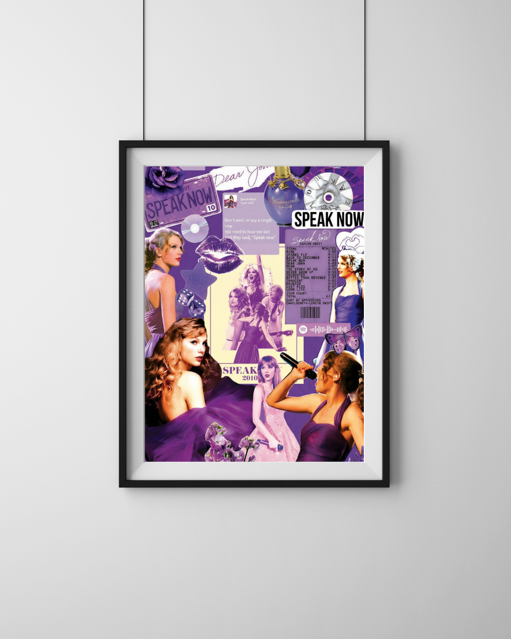 Taylor Swift Speak Now Collage Poster | Purple Aesthetic Wall Art