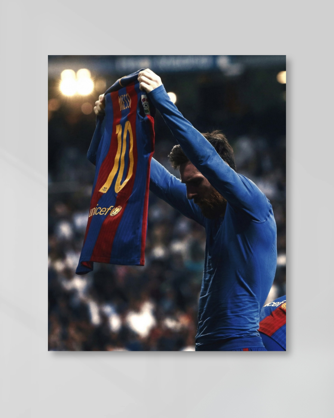Lionel Messi Iconic Jersey Celebration Poster | Football Fan Wall Decor