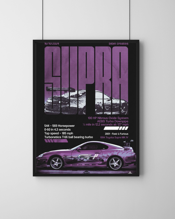 Toyota Supra MK4 JDM Poster | Retro Tuner Wall Art | Boys Room Decor