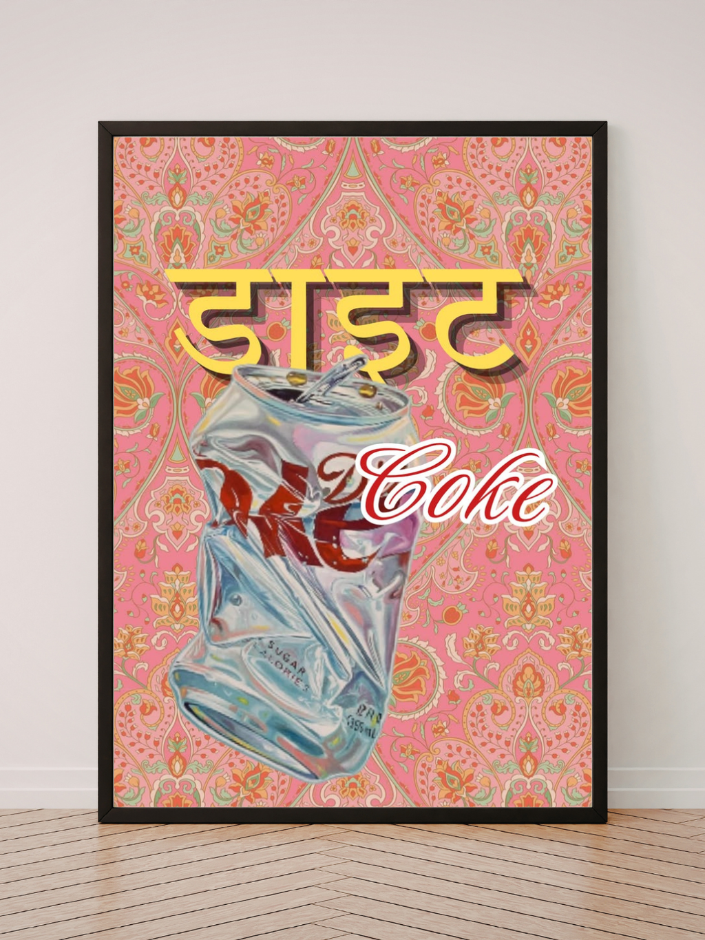 Diet Coke Hindi Pop Art Poster | Aesthetic Pink Wall Art for Room