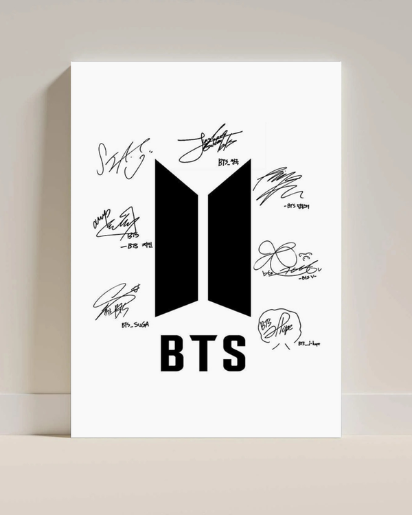 BTS Autograph Logo Poster | Minimalist K-Pop Wall Art for Room