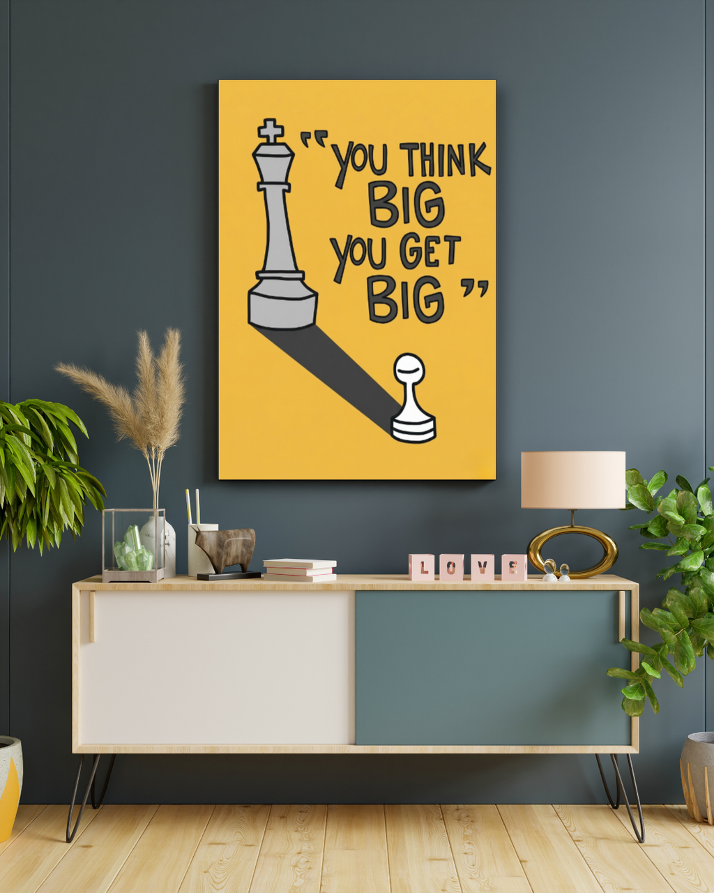 Think Big Chess Quote Poster | Motivational Wall Art for Room