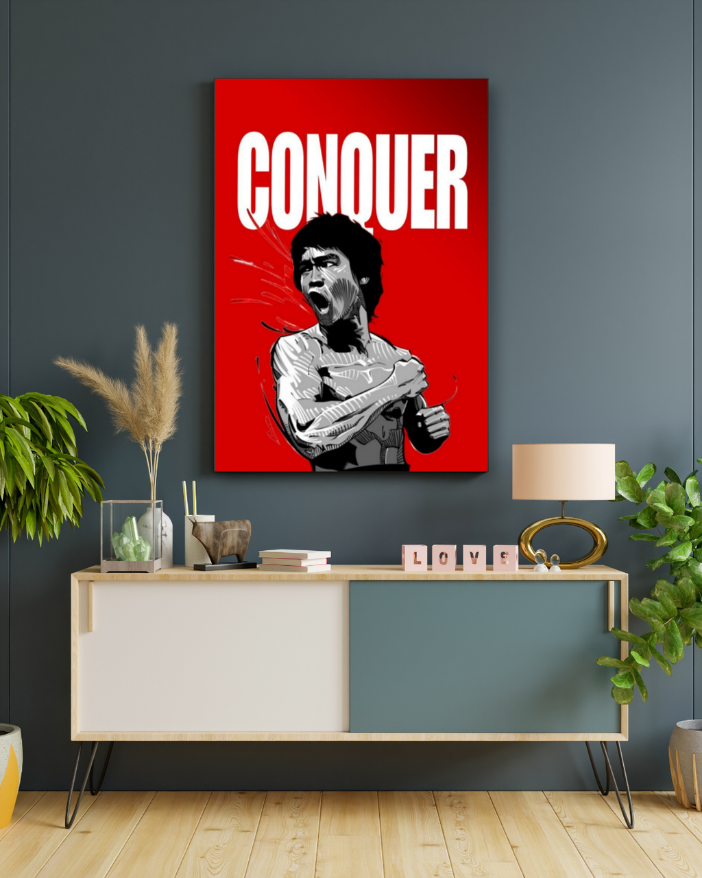 Bruce Lee Conquer Poster | Martial Arts Gym Wall Art