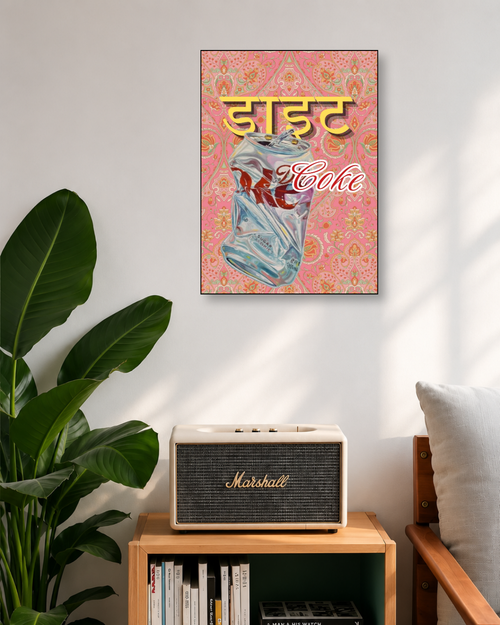 Diet Coke Hindi Pop Art Poster | Aesthetic Pink Wall Art for Room