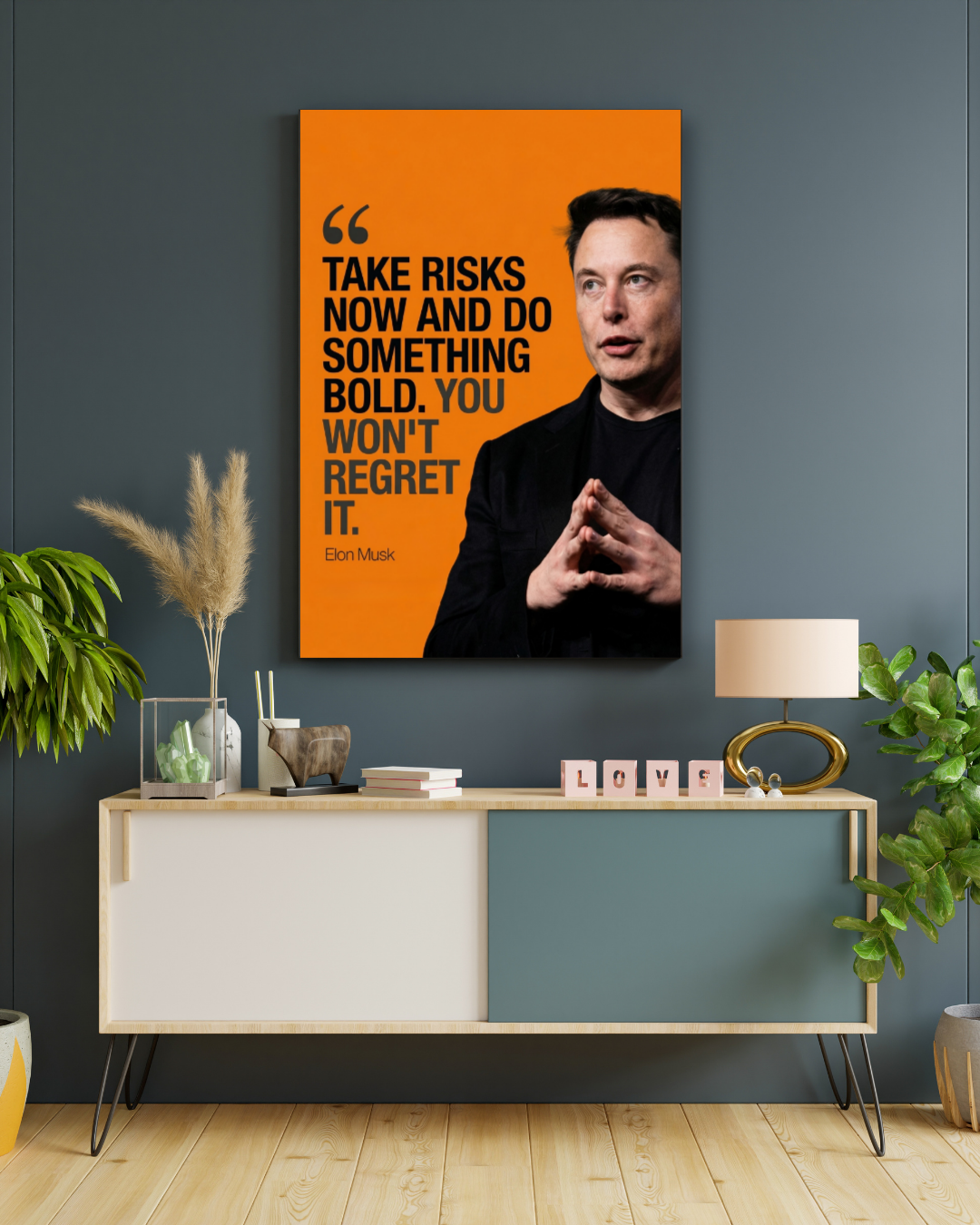 Elon Musk Take Risks Poster | Startup Motivation Wall Art for Office