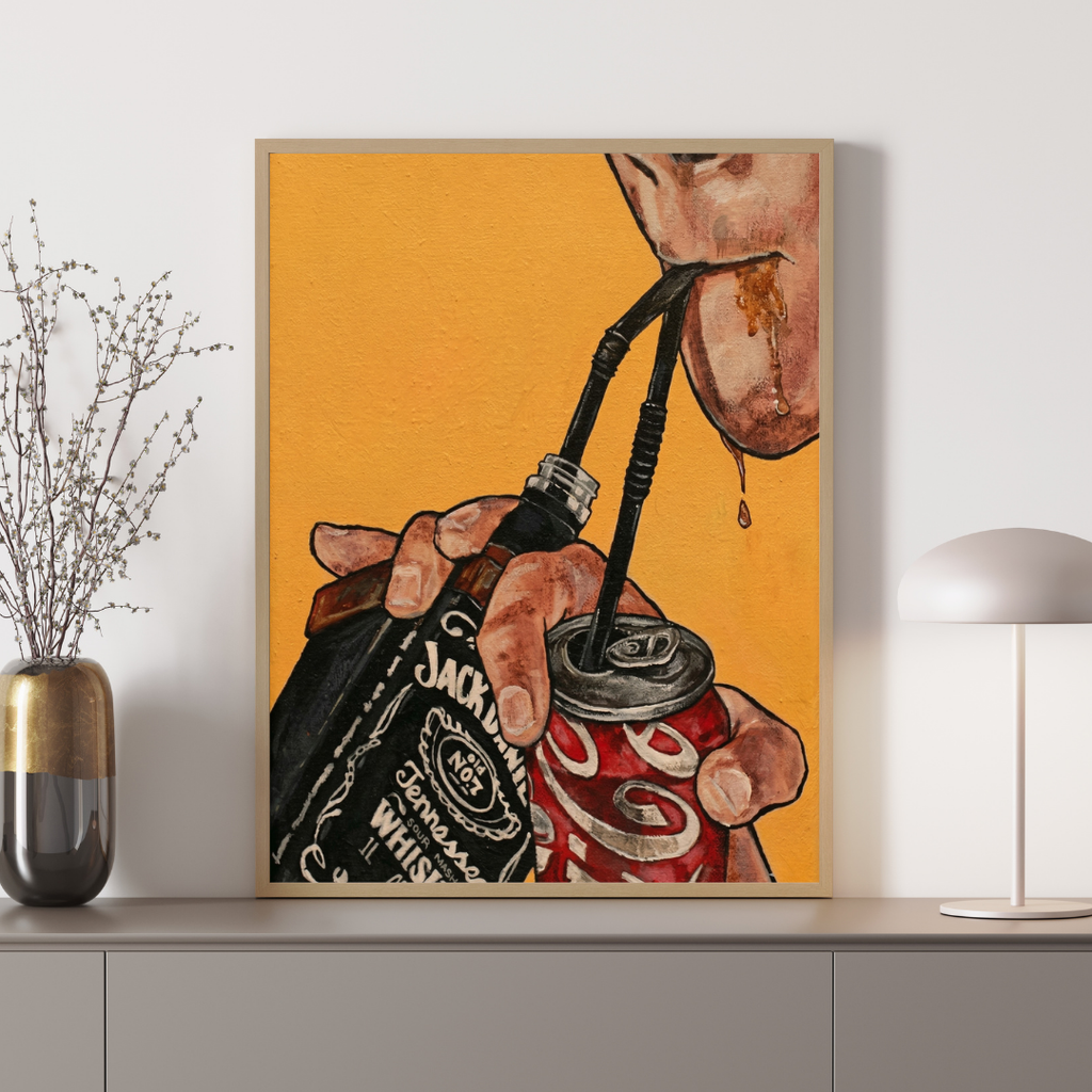 Jack Daniels Whiskey & Coke Painting Art Poster | Bar Wall Decor