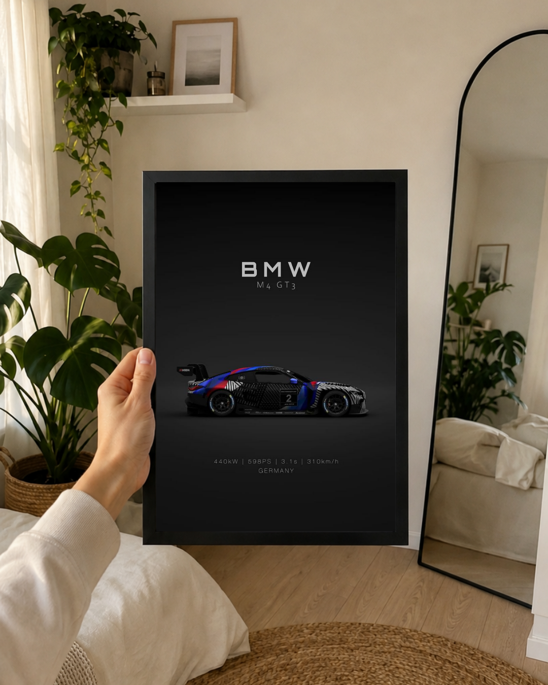 BMW M4 GT3 Dark Mode Poster | Racing Supercar Wall Art | Gaming Room
