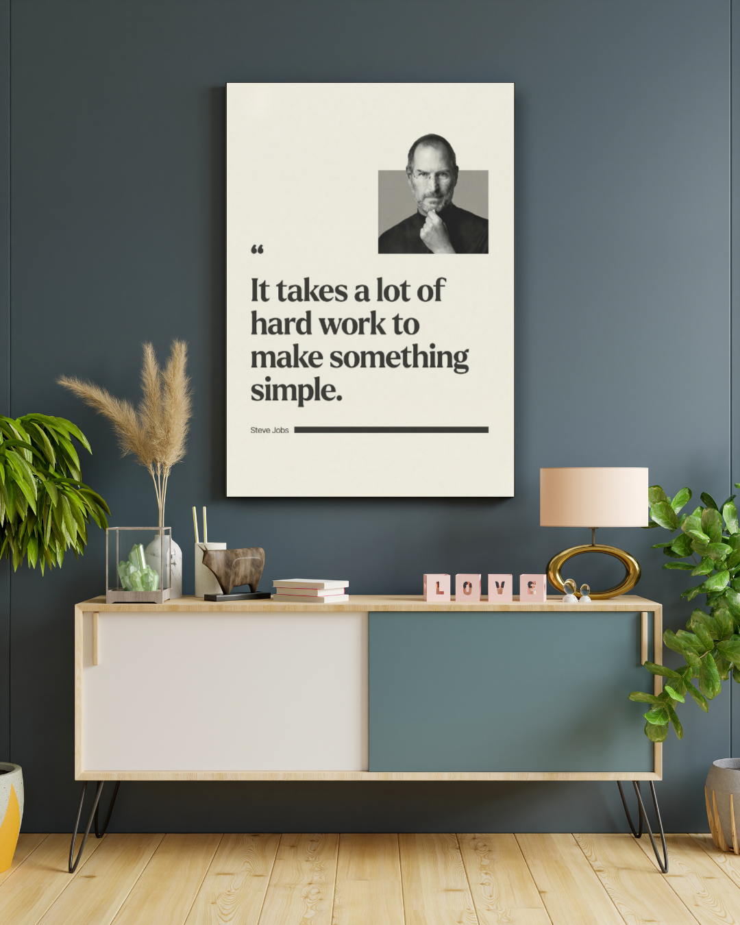 Steve Jobs Hard Work Quote Poster | Minimalist Design Wall Art