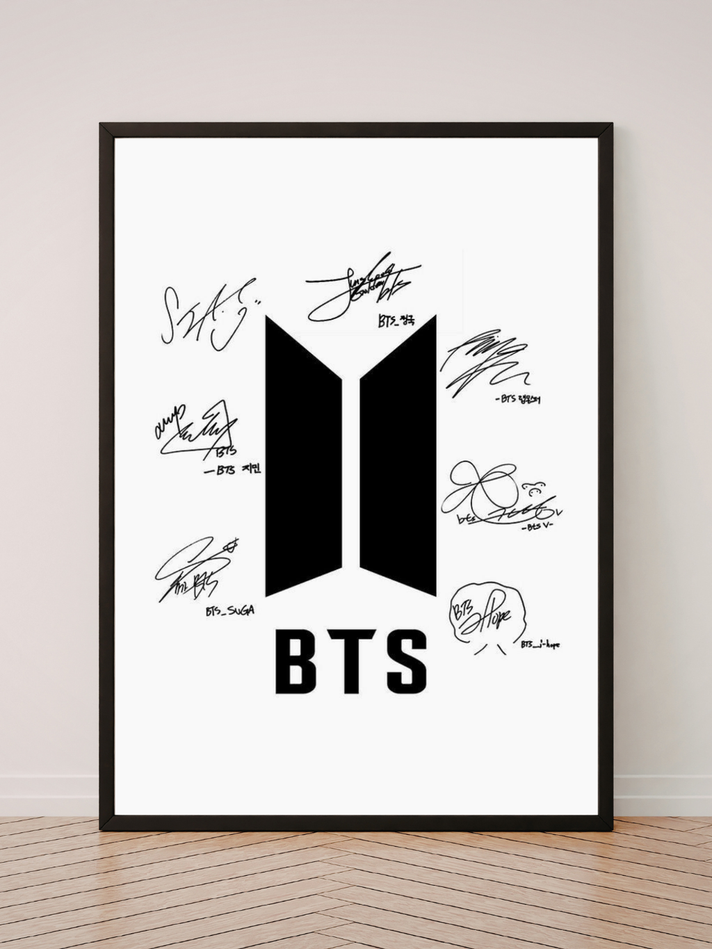 BTS Autograph Logo Poster | Minimalist K-Pop Wall Art for Room