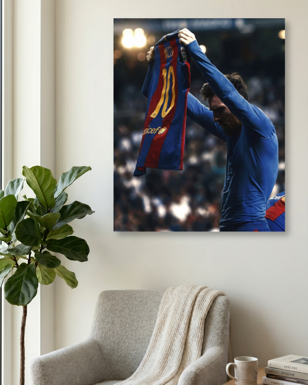 Lionel Messi Iconic Jersey Celebration Poster | Football Fan Wall Decor