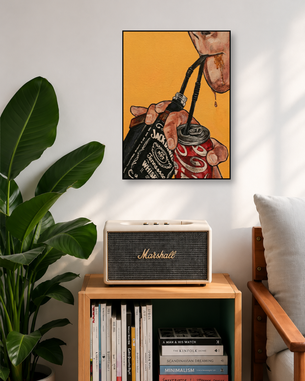 Jack Daniels Whiskey & Coke Painting Art Poster | Bar Wall Decor