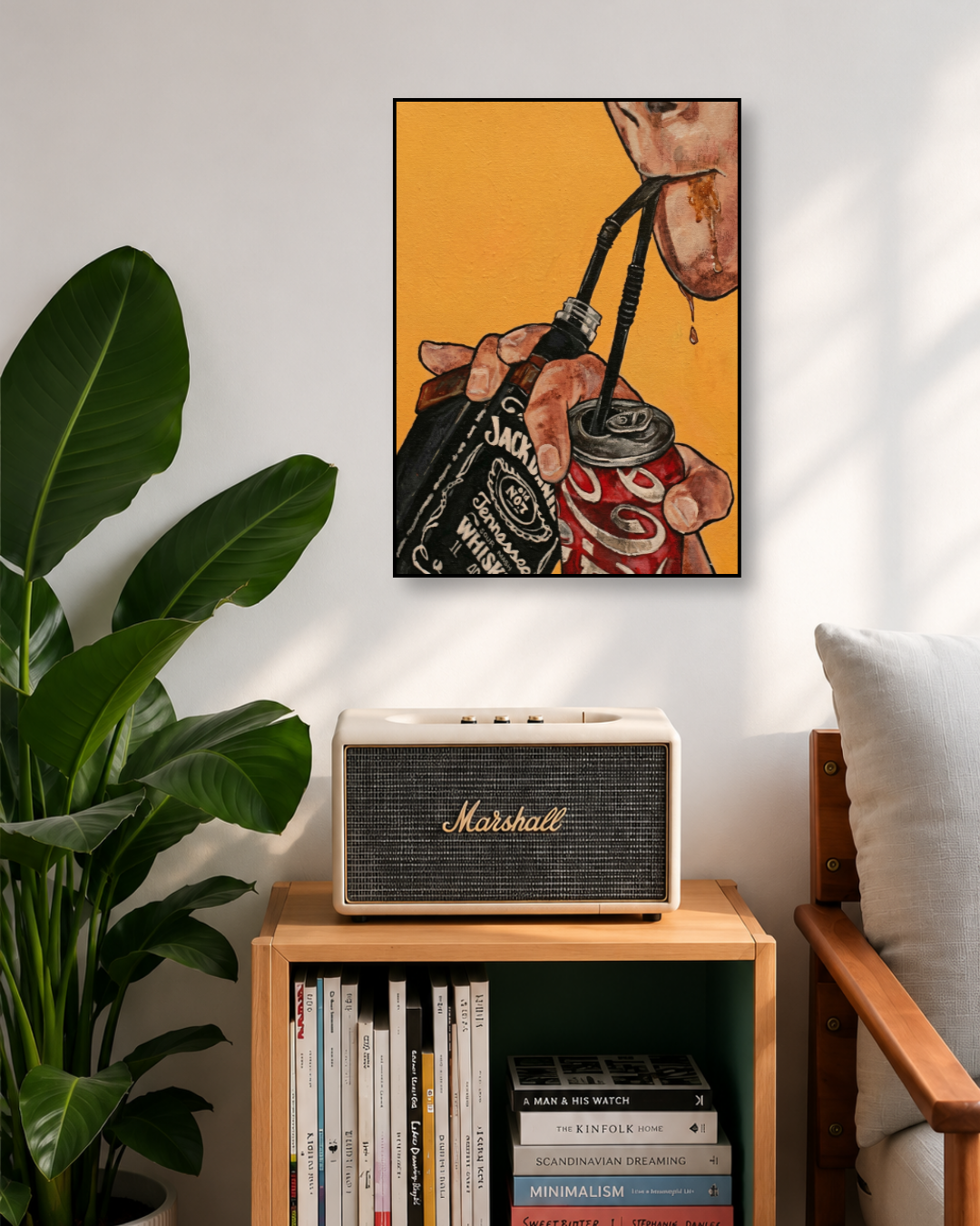 Jack Daniels Whiskey & Coke Painting Art Poster | Bar Wall Decor