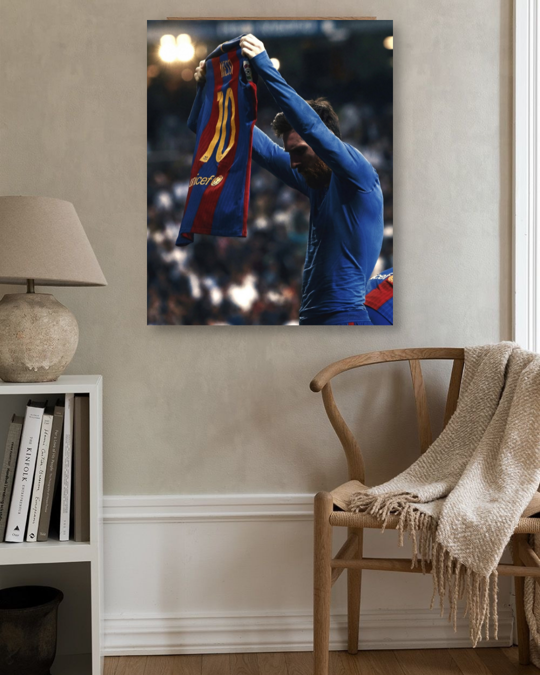 Lionel Messi Iconic Jersey Celebration Poster | Football Fan Wall Decor