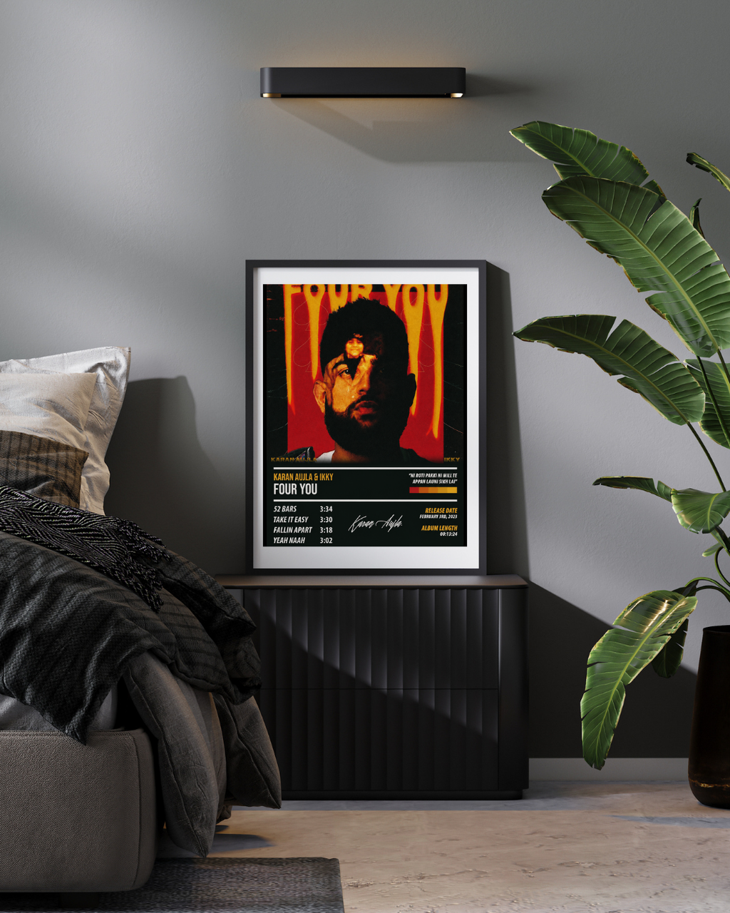 Karan Aujla Four You EP Poster | Punjabi Aesthetic Wall Art for Room