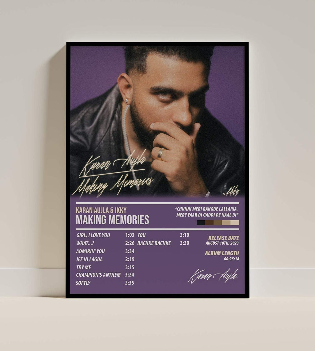 Karan Aujla Making Memories Poster | Aesthetic Purple Album Wall Art