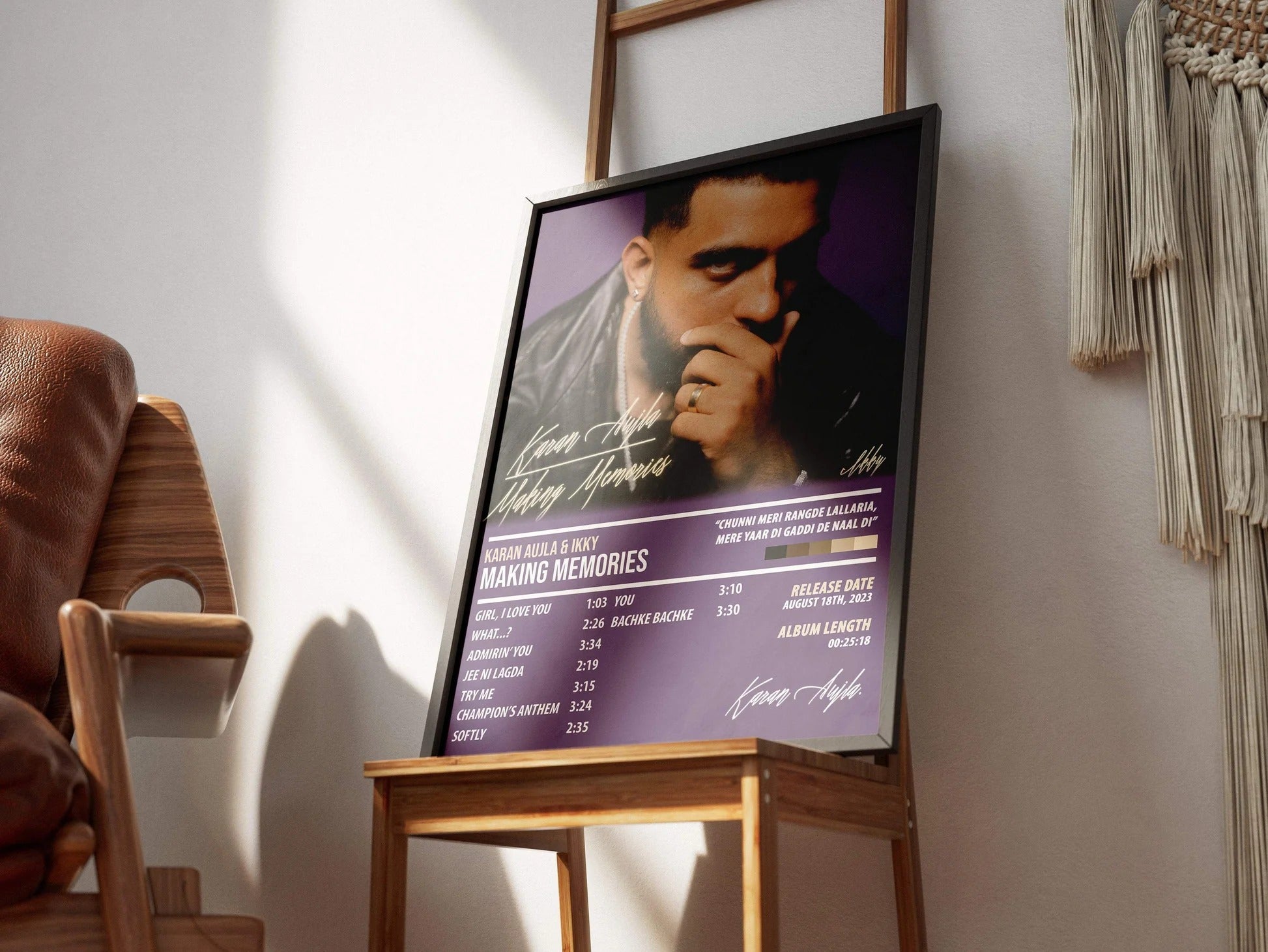Karan Aujla Making Memories Poster | Aesthetic Purple Album Wall Art