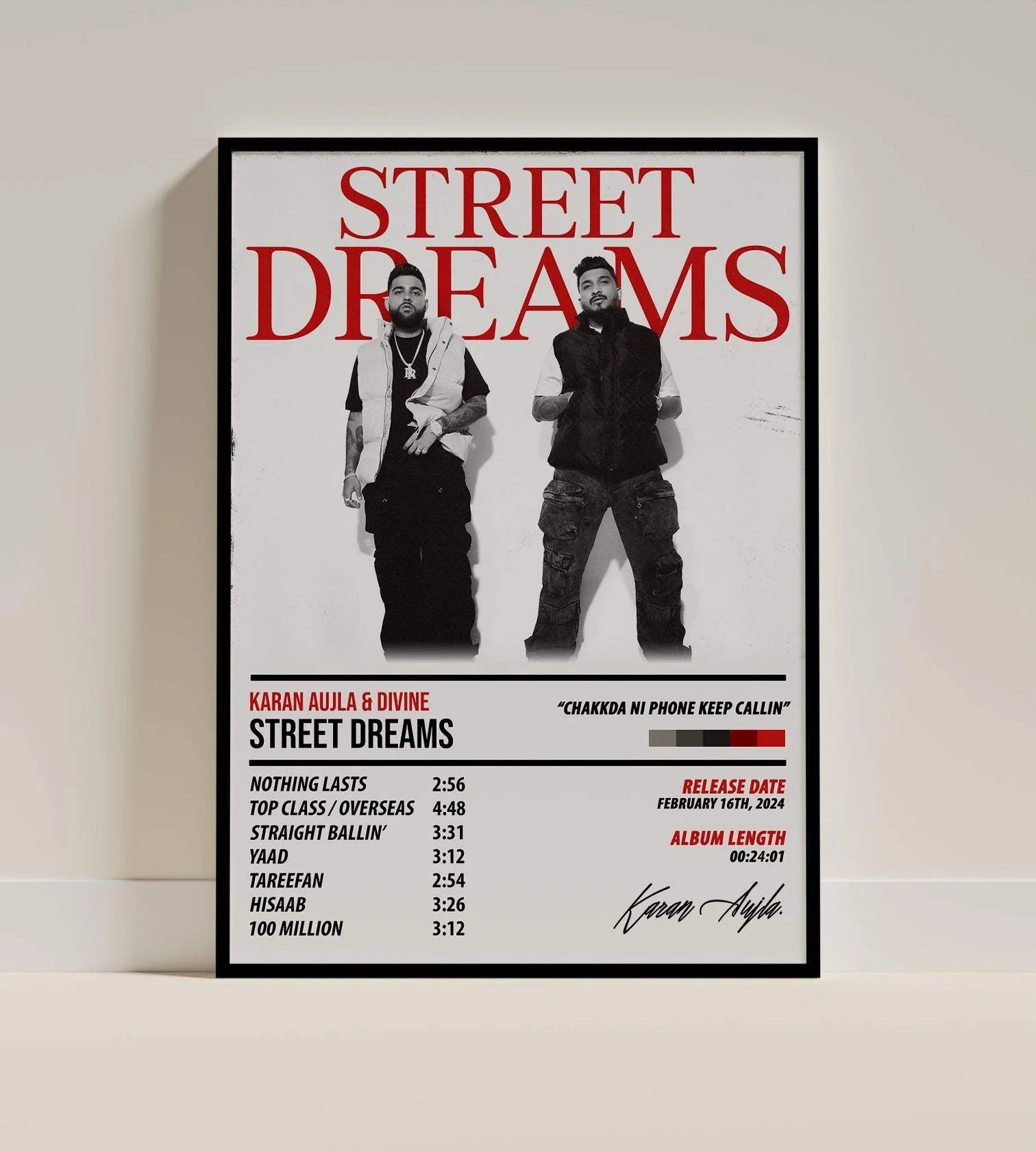Karan Aujla & Divine Street Dreams Poster | Indo-Canadian Hip-Hop Wall Art