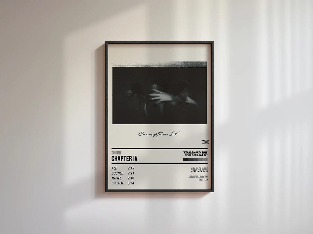 Shubh Chapter IV Tracklist Poster | Punjabi Hip-Hop Wall Art for Room